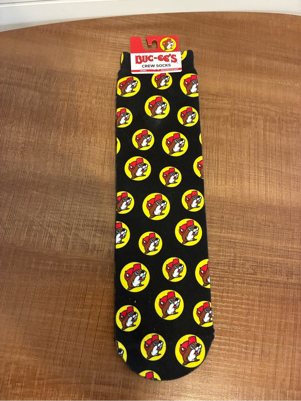 NWT Buc-ee's Black Crew Socks with Icon Pattern
